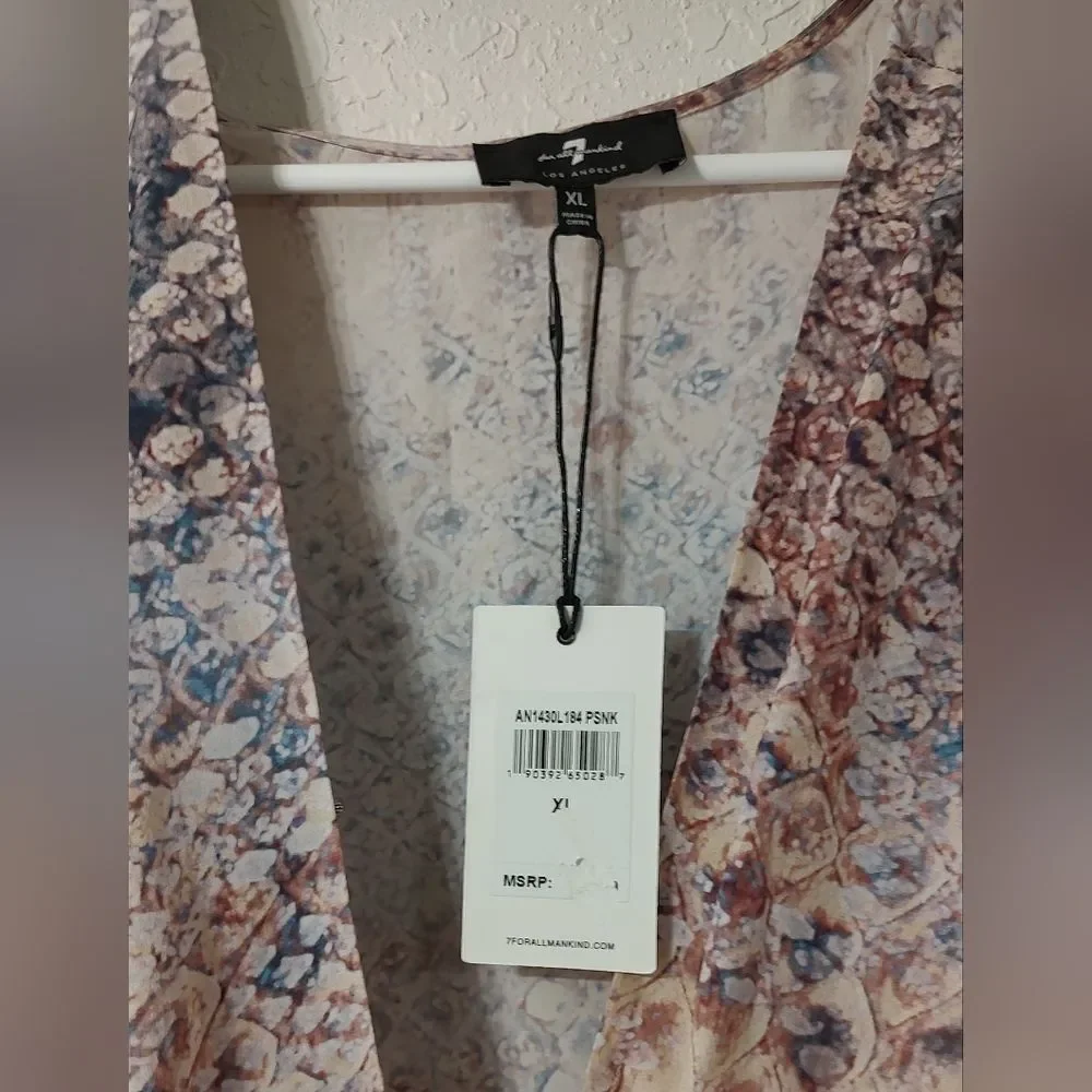 7 For All Mankind Snakeprint Wrap Dress XL Boho Hippie Summer Silk/Viscose NWT - Picture 4 of 11